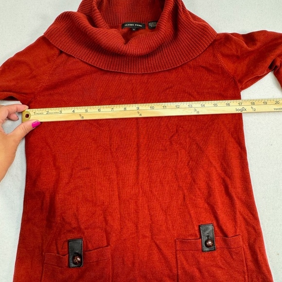 Jeanne Pierre Cowl Neck Sweater Womens SZ Small Orange Rust Long Sleeve Pockets - Picture 5 of 7